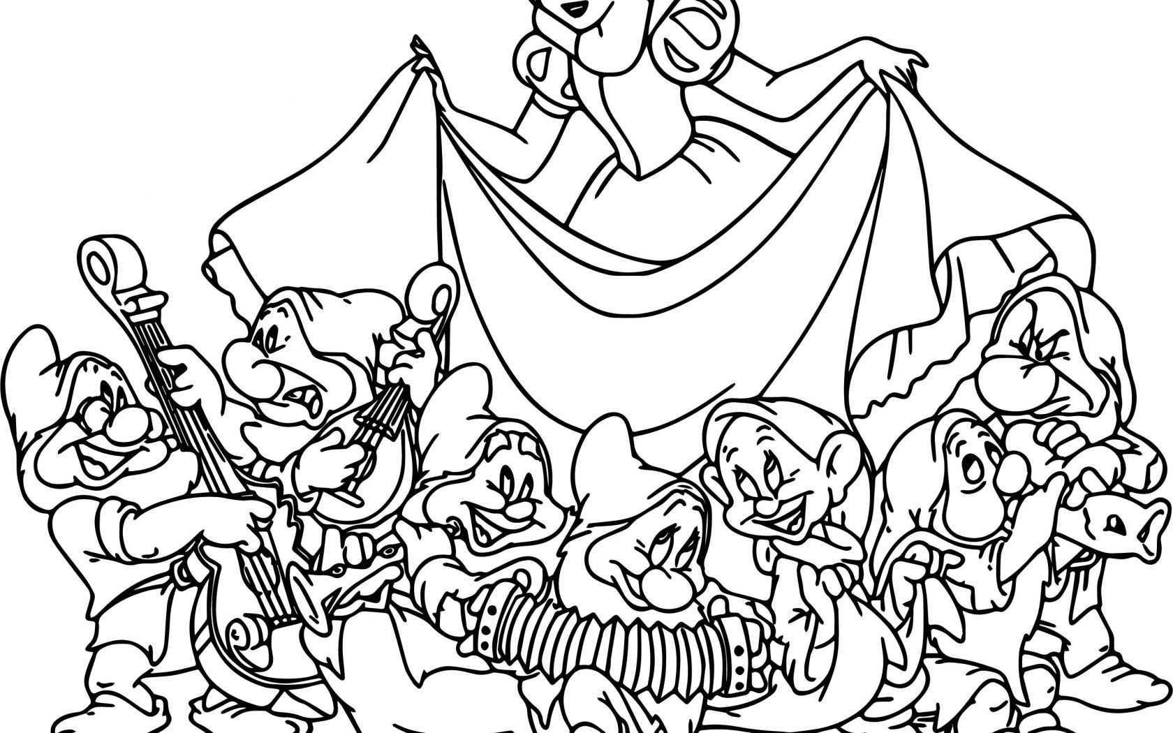 1680x1050 Great Snow White Colorings With Prince Free Coloring Pages