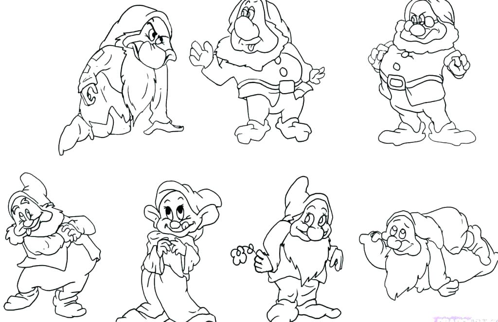 1024x663 Dwarfs Coloring Pages Dwarfs Coloring Pages Snow White
