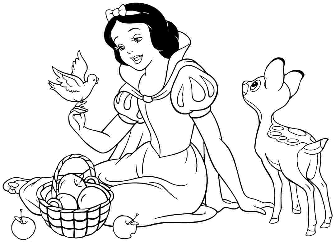 1077x778 Snow White Coloring Pages Printable