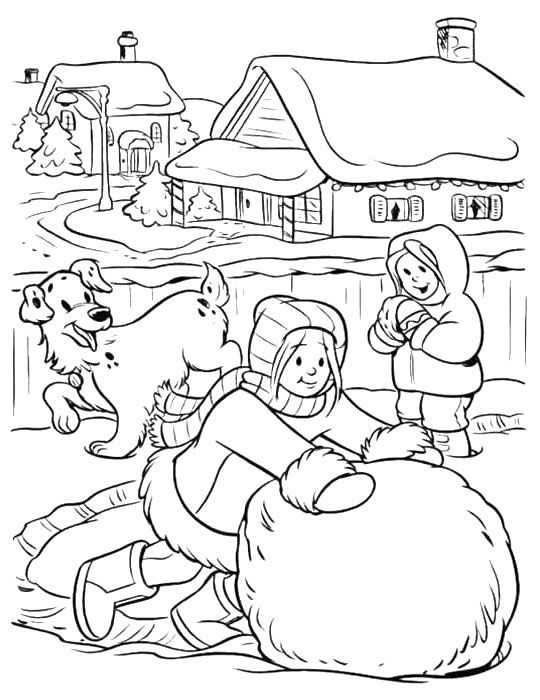 540x700 Make A Big Snowball Winter Coloring Page Winter
