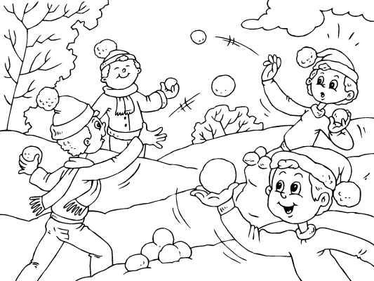 533x400 Snowball Fight! Have Fun Coloring Online Or Print Just One