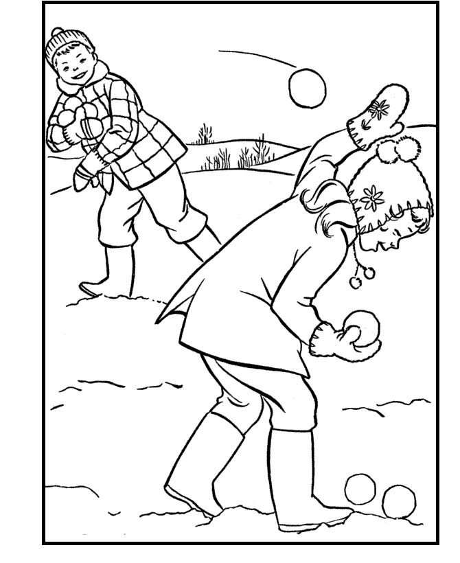 Snowball Fight Coloring Pages