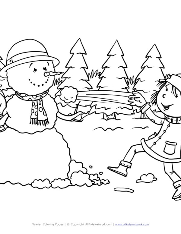 600x776 Snowball Fight Coloring Page All Kids Network