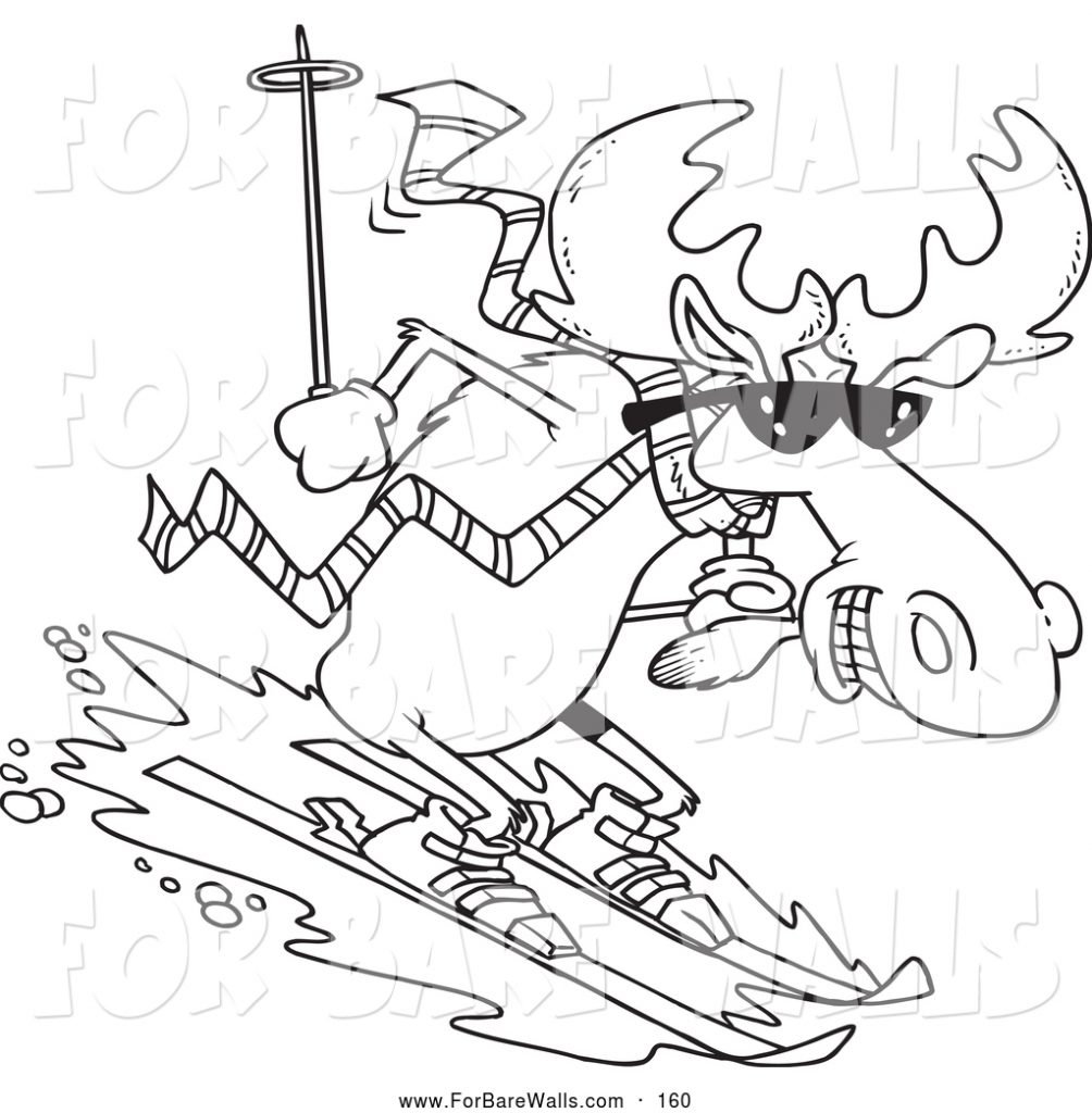 1004x1024 Snowboarding Santa Coloring Page Printable Illustration Of Moose