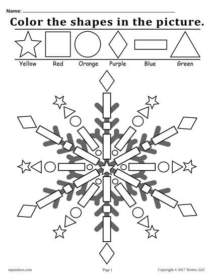 425x550 Free Snowflake Shapes Worksheet Coloring Page! Shapes