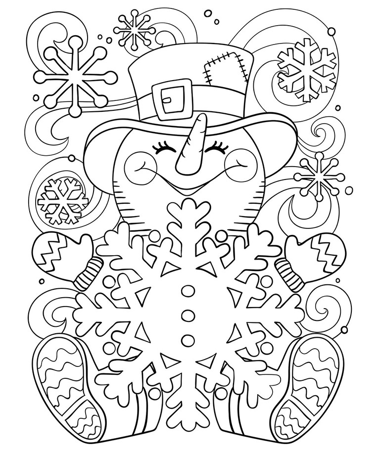 768x912 Happy Little Snowman Coloring Page