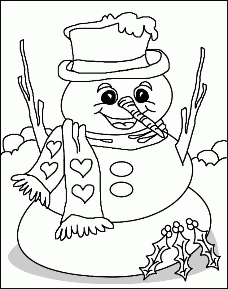 736x933 Printable Happy Snowman Christmas Coloring Pages
