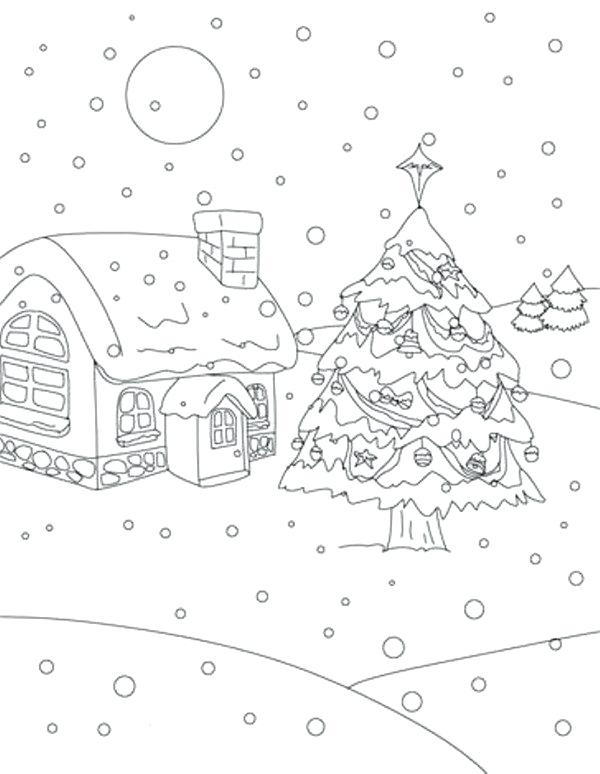 600x774 Snowmen At Night Coloring Pages Also Tree On Snow At Night