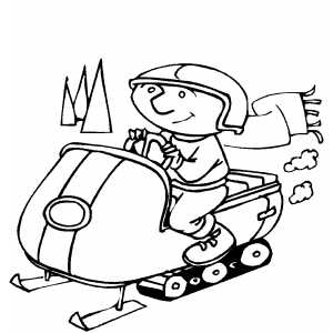 300x300 Man With Scarf On Snowmobile Coloring Sheet