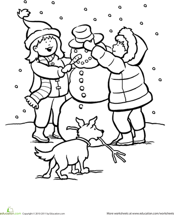 350x431 Snowy Day Coloring Page Worksheets, Activities And Color Activities