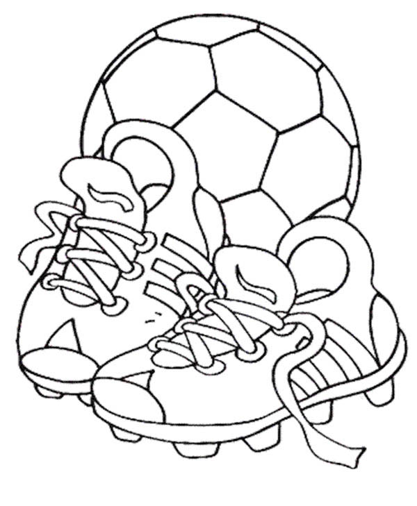 600x729 A Soccer Ball And Pair Of Soccer Cleats Coloring Page