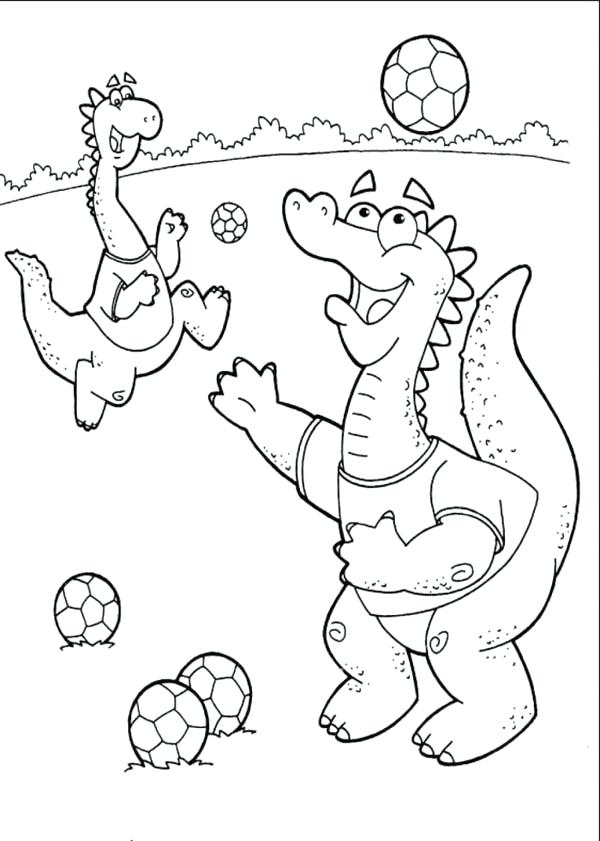 600x841 Soccer Coloring Pages Little Dinosaurs Playing Soccer Coloring