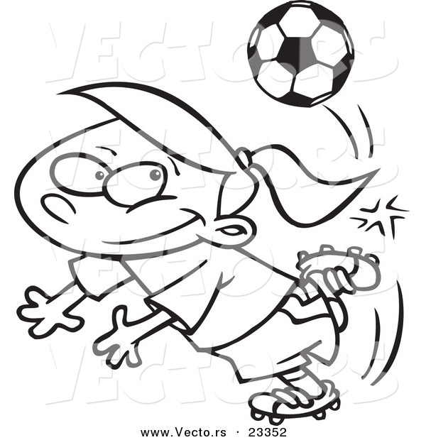 600x620 Cartoon Vector Of Cartoon Soccer Girl Doing A Kick Trick