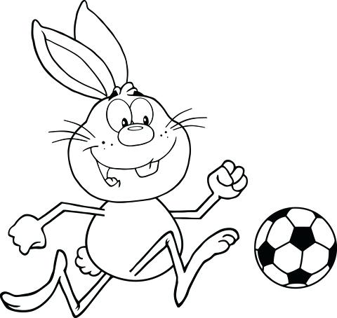 480x454 Soccer Coloring Pages Cute Rabbit Playing Soccer Coloring Page