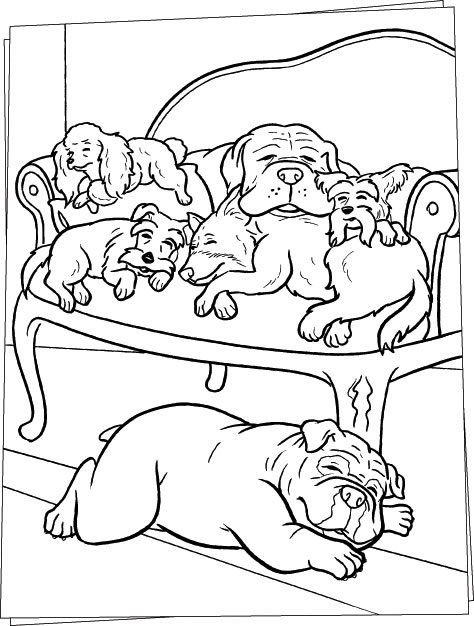 474x626 Sleeping Dogs On Sofa Coloring Page Animal Pages