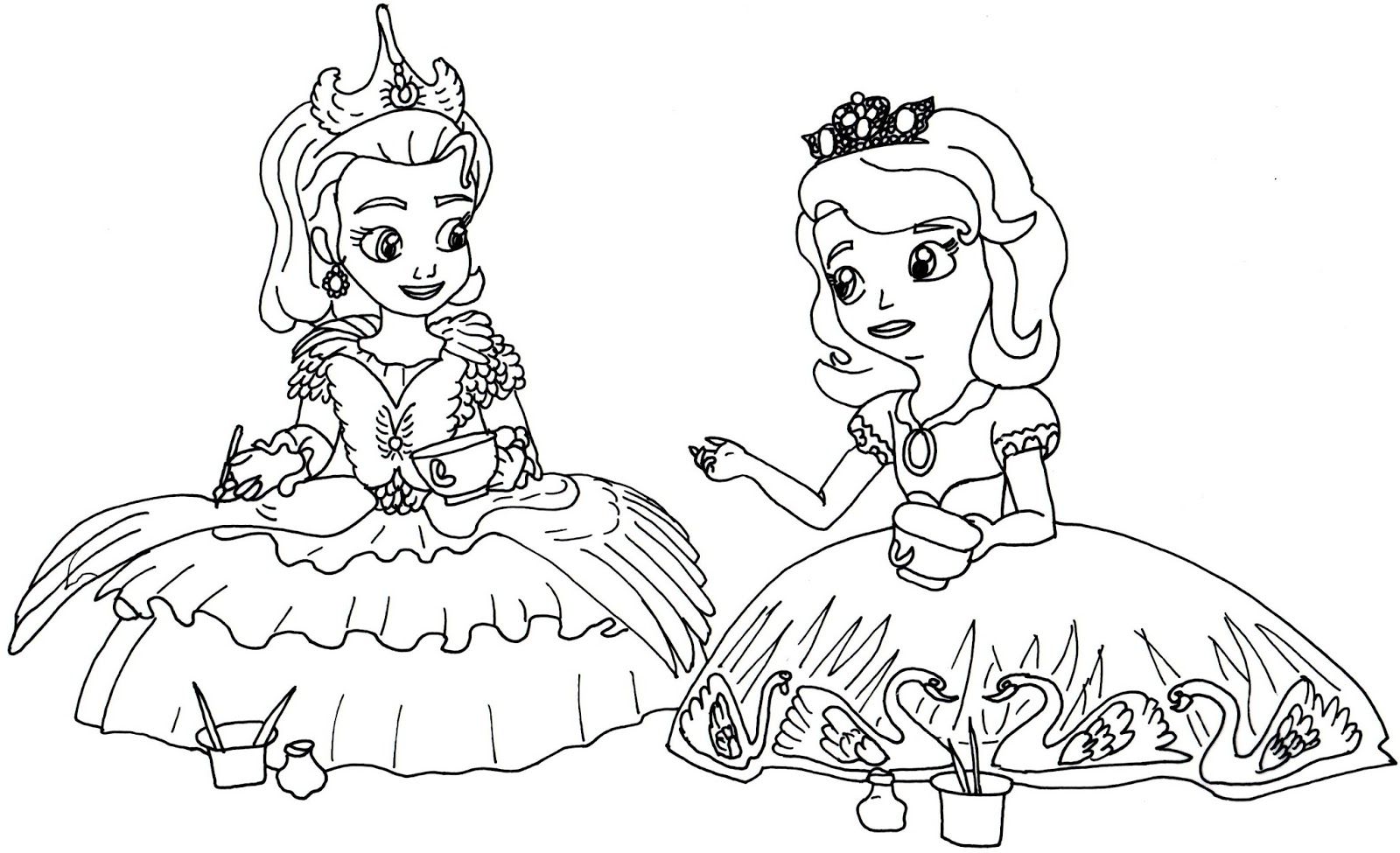1600x975 Sofia The First Coloring Pages Tea For Too Many