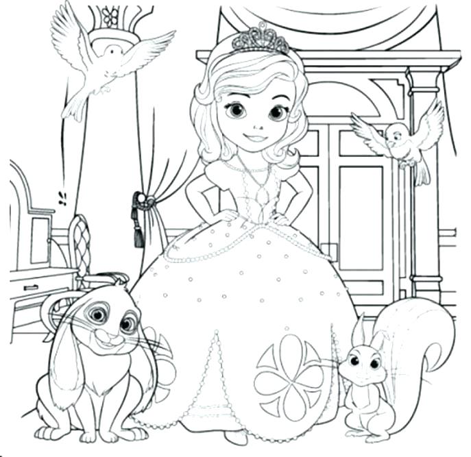 687x667 Princess Sofia Coloring Book Together With Princess Coloring Pages