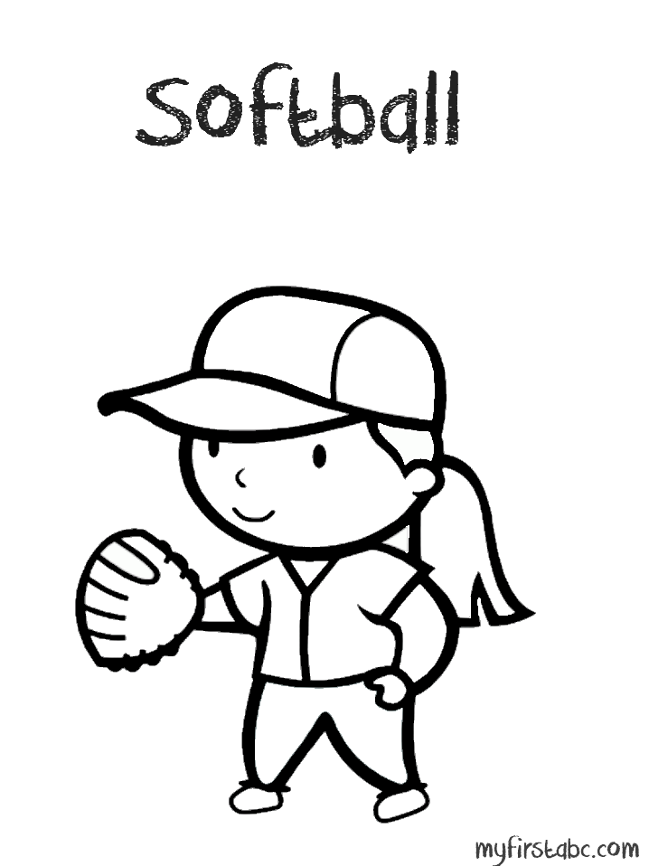 718x958 Softball Coloring Page Softball Coloring Page My First Abc
