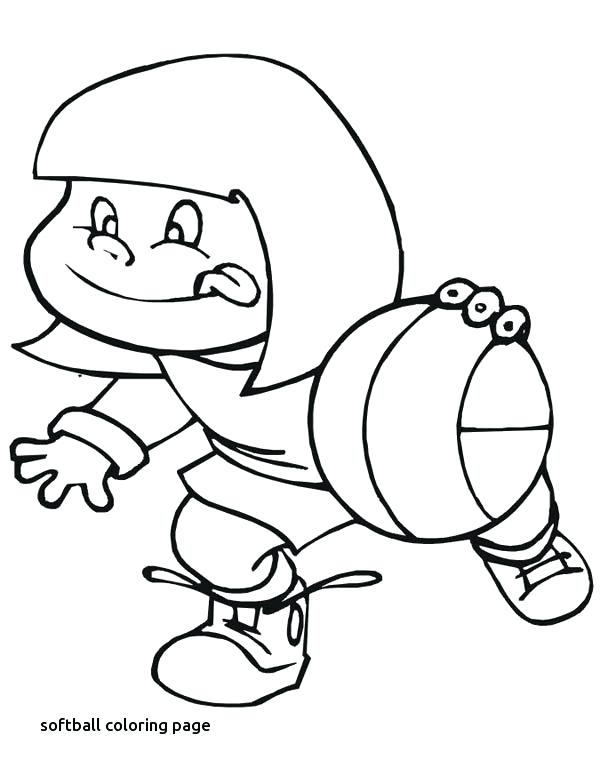 600x776 Softball Coloring Pictures A Cute Little Girl Playing Basketball