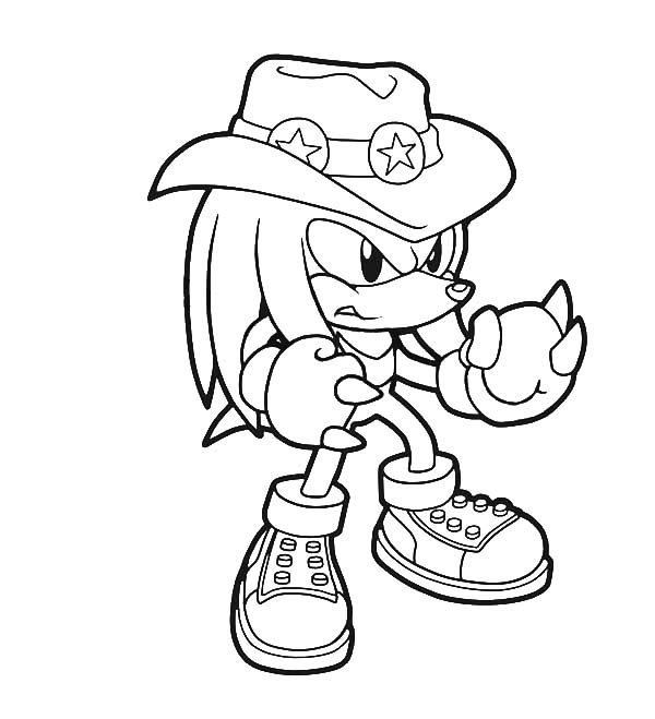 600x659 Knuckles Cool Hat Coloring Pages