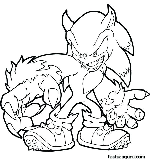 600x639 Sonic The Werehog Coloring Pages Printable Sonic The Hedgehog