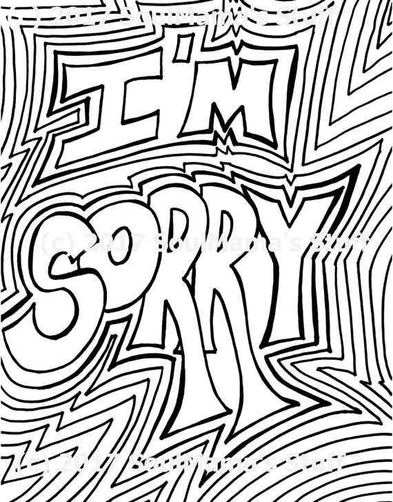 570x728 I'm Sorry Coloring Page Digital Download Pdf
