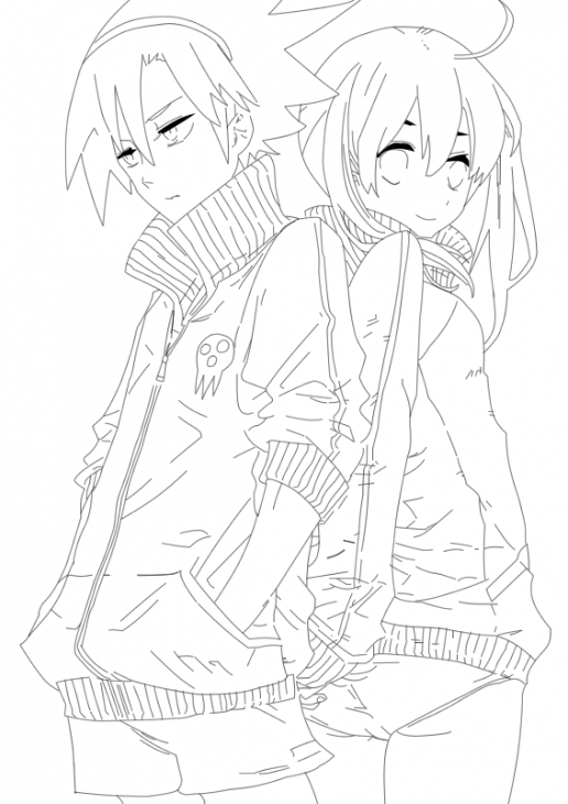 516x730 Soma And Maka From Soul Eater Coloring Page Free Printable