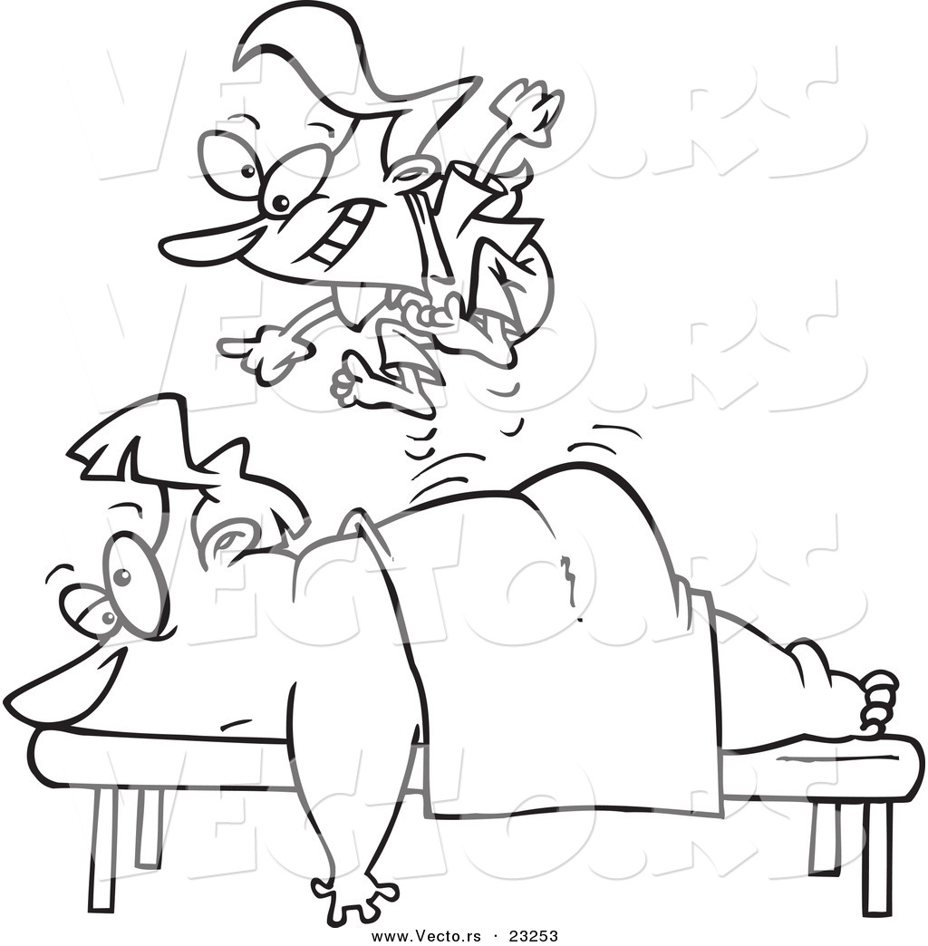1024x1044 Vector Of A Cartoon Tiny Massage Therapist Jumping On Her Client