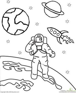 301x369 Color The Outer Space Astronaut Worksheet