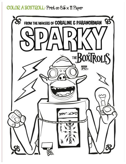 406x525 The Boxtrolls Free Printable Sparky Coloring Page Printable