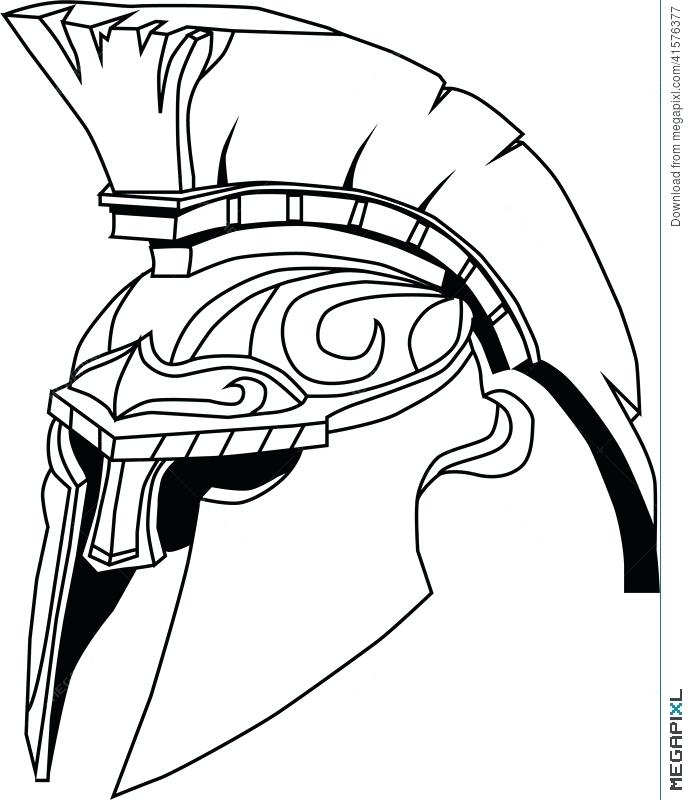 690x800 Spartan Coloring Pages Drawn Warrior Spartan Helmet Pencil