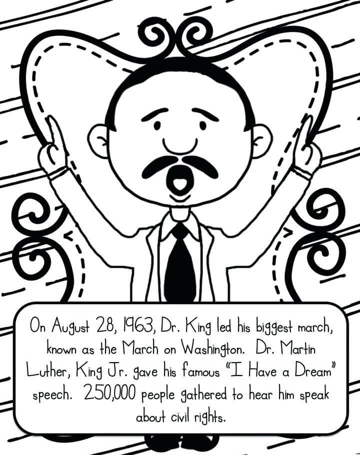 720x911 Free Printable Martin Luther King Jr Day Coloring Pages