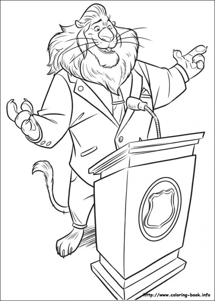 714x1000 Mayor Lionheart Giving Speech In Printable Disney Zootopia
