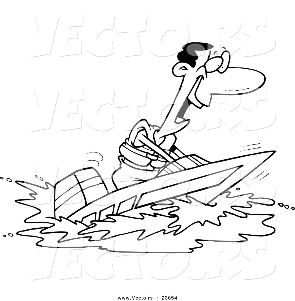 1024x1044 Vector Of A Cartoon Black Man On Speed Boat Coloring Page Vector