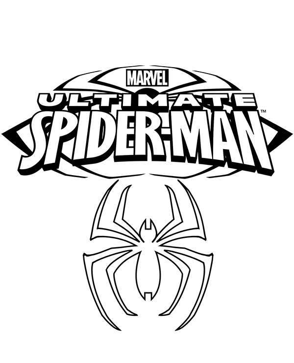 600x740 Spiderman's Logo On Free Coloring Page, Sheet To Download
