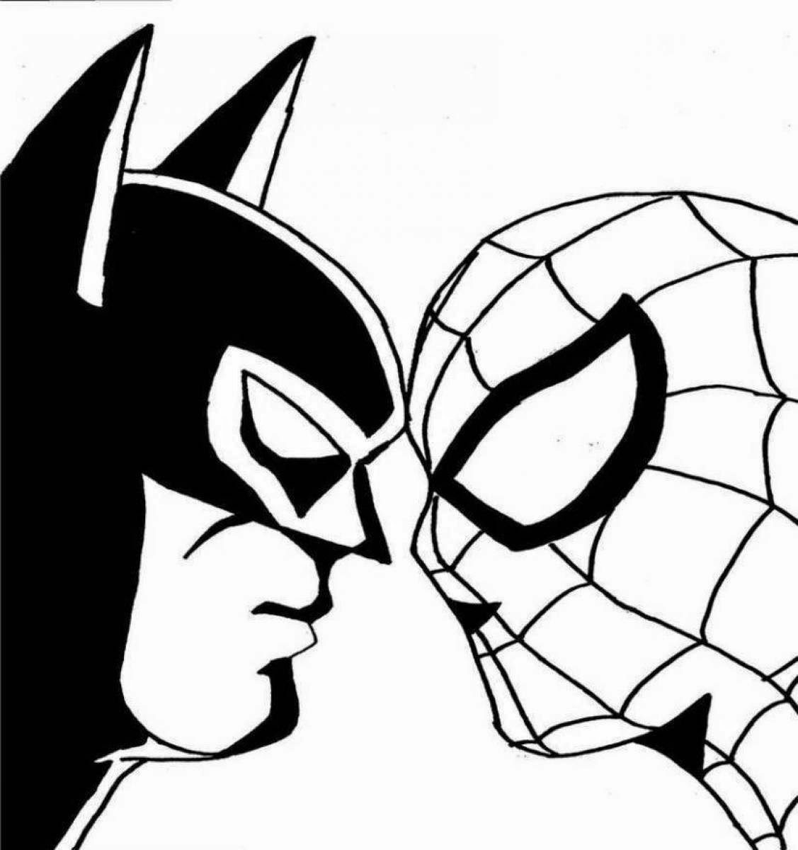 1127x1200 Batman And Spiderman Coloring Pages Archives