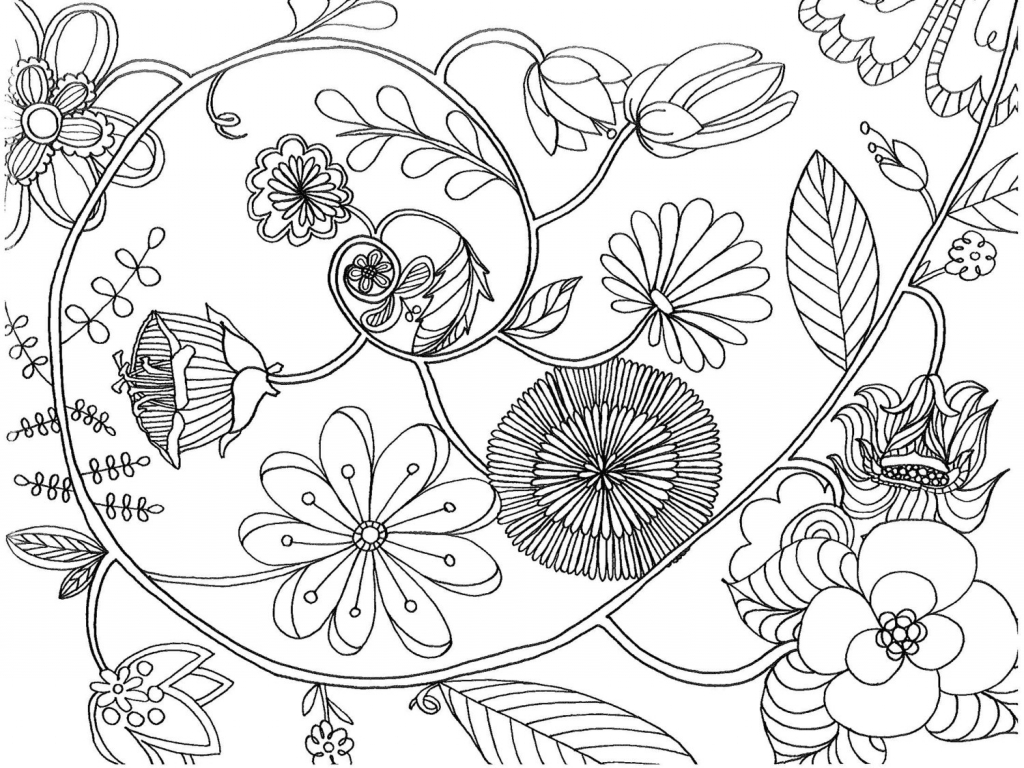 1024x768 Spiral Coloring Pages Floral Page