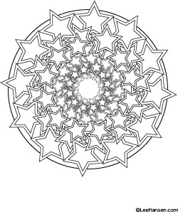 250x298 Stars Spiral Design Coloring Page