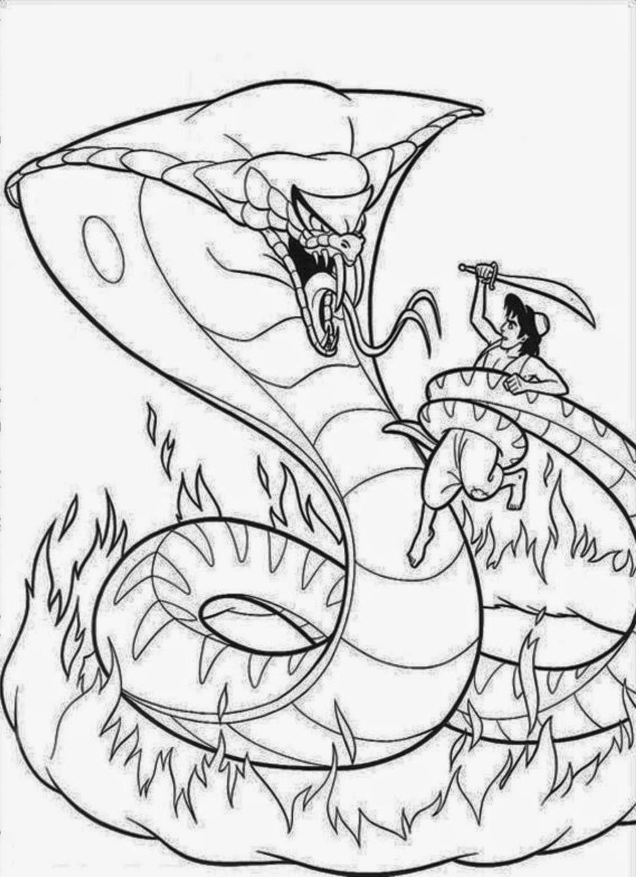 900x1240 Cobra Coloring Pages Aladdin Vs Snake