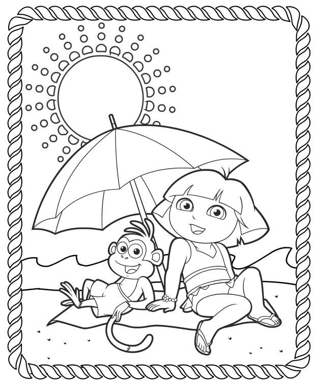 619x749 Dora Summer Coloring Pages Dora The Explorer Printable Coloring