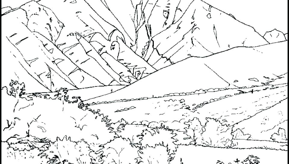 960x544 Coloring Pages Of Mountains Mountains Coloring Page Mountain