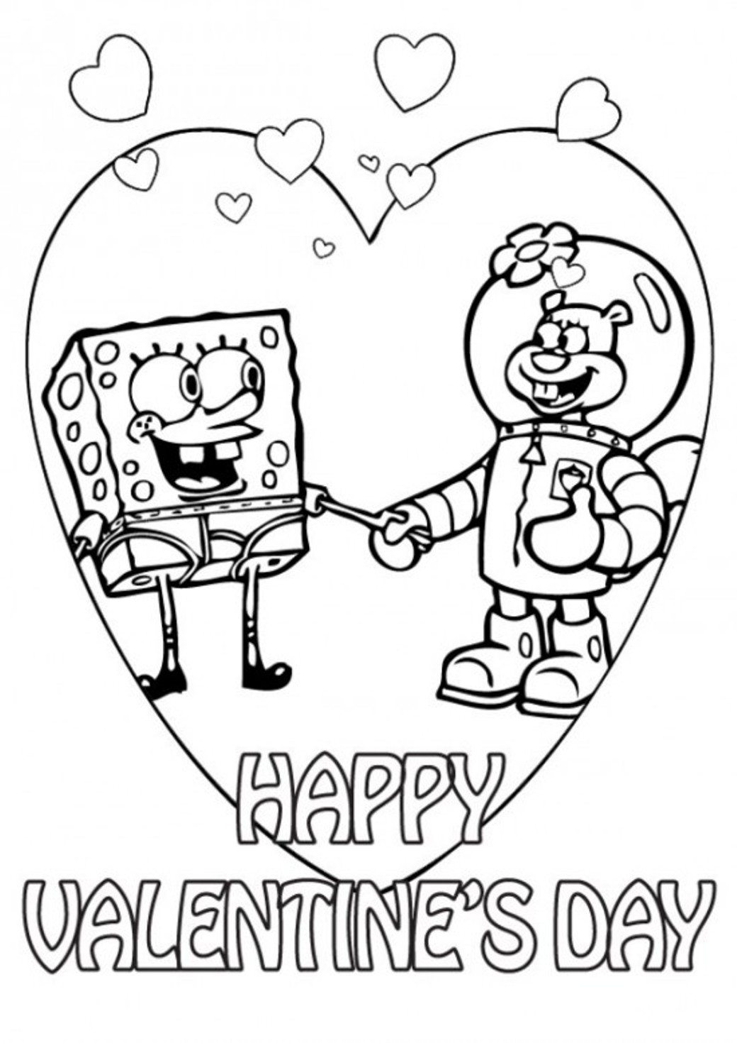 1040x1470 Spongebob And Sandy Valentine Coloring Pages Valentine Coloring