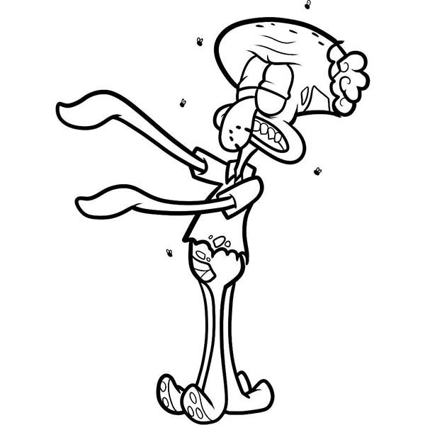 600x600 Squidward Zombie Coloring Page Coloring Kids
