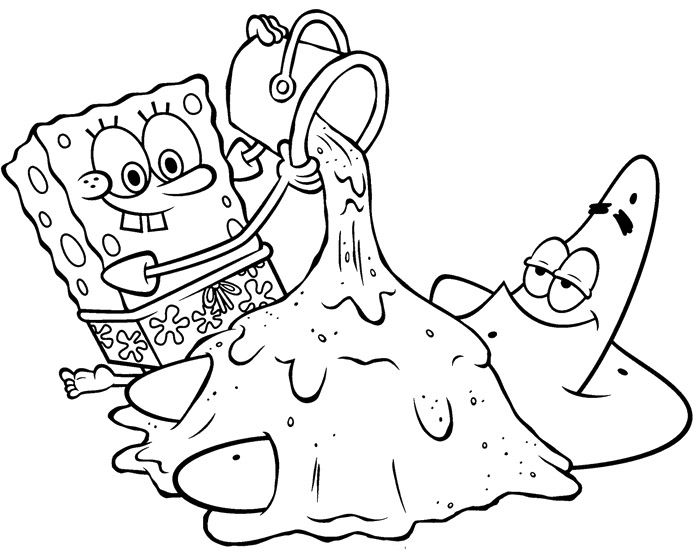698x555 Spongebob And Patrick Playing With Sand Coloring Page