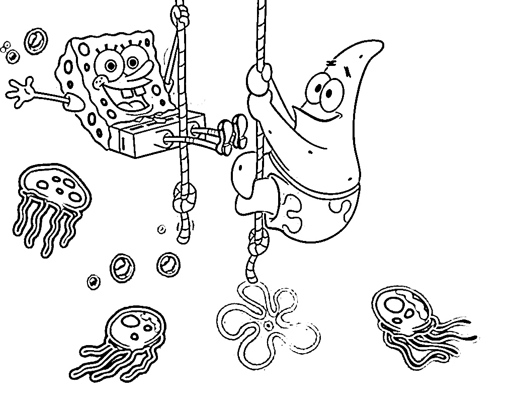1024x819 Spongebob Jellyfish Coloring Pages For Colored