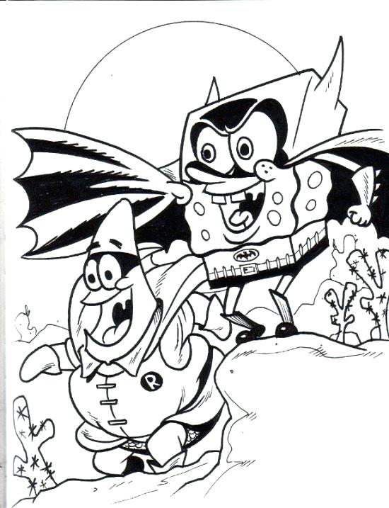 550x717 Spongebob And Patrick Coloring Pages And As Heroes Coloring Page