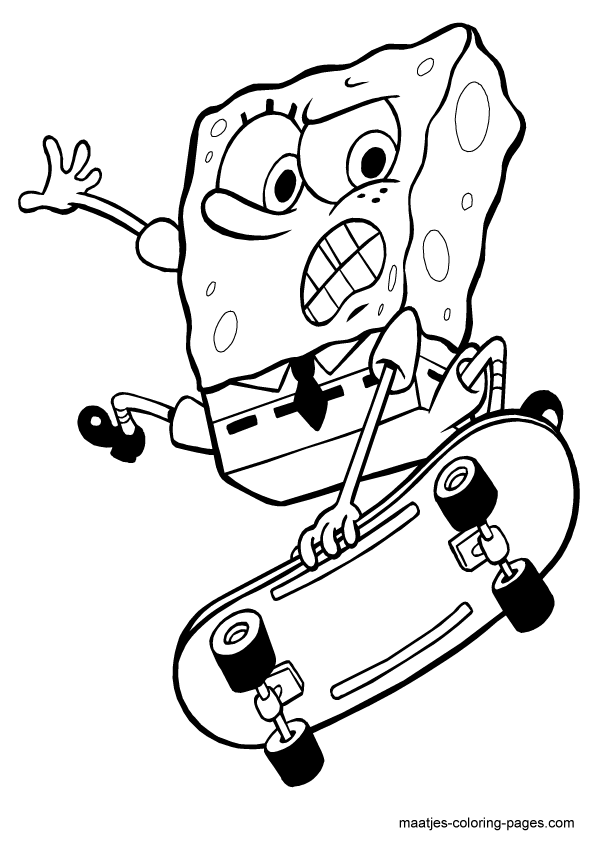 595x842 Skateboard Spongebob Squarepants Coloring Page Spongebob