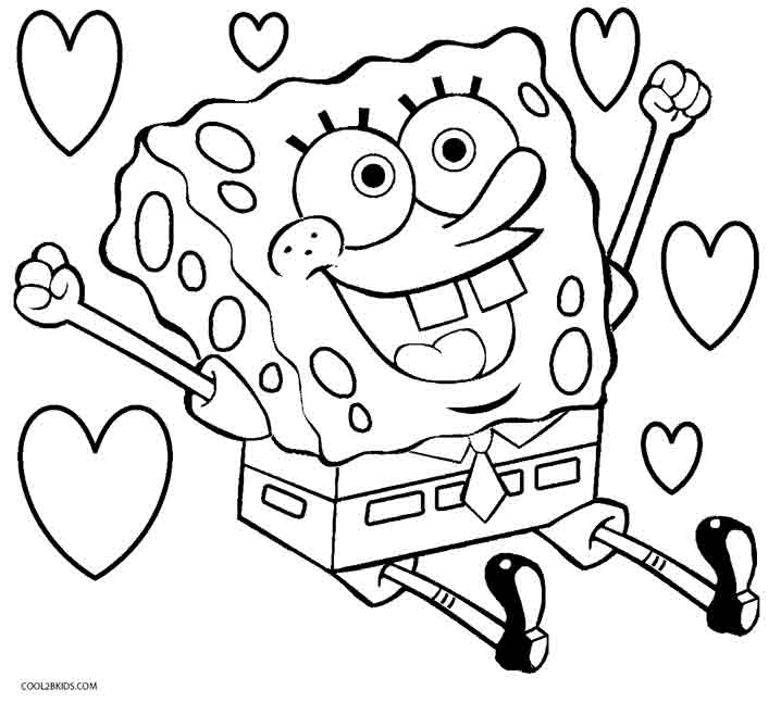 718x646 Spongebob Valentine Coloring Pages