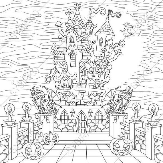 570x570 Halloween Spooky Castle Coloring Pages For Happy Halloween