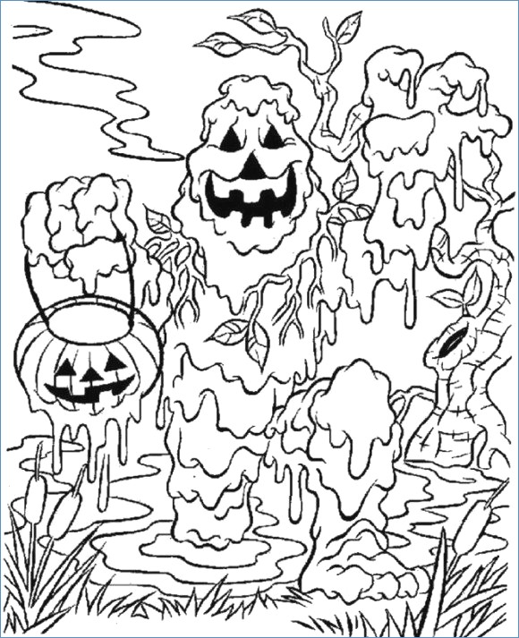 580x713 Really Scary Halloween Coloring Pages